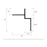 Shadow Gap Ceiling Profile 39 x 47 mm AST-10, Silver