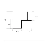 Shadow Gap Ceiling Profile 56.5 x 49 mm AST-20, Silver